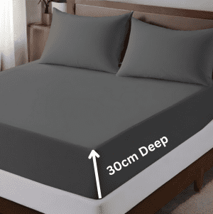 Microfiber 30 Cm Extra Deep Fitted Sheets- Charcoal Grey