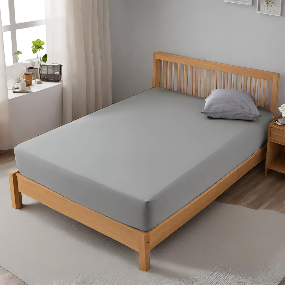 microfiber 25cm  Deep fitted sheet Light grey