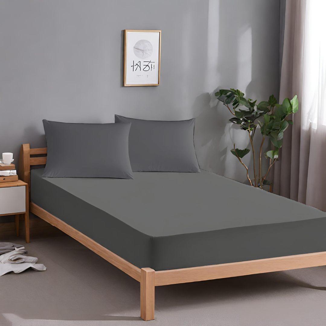 Double Brushed Microfiber Fitted Sheet Charcoal