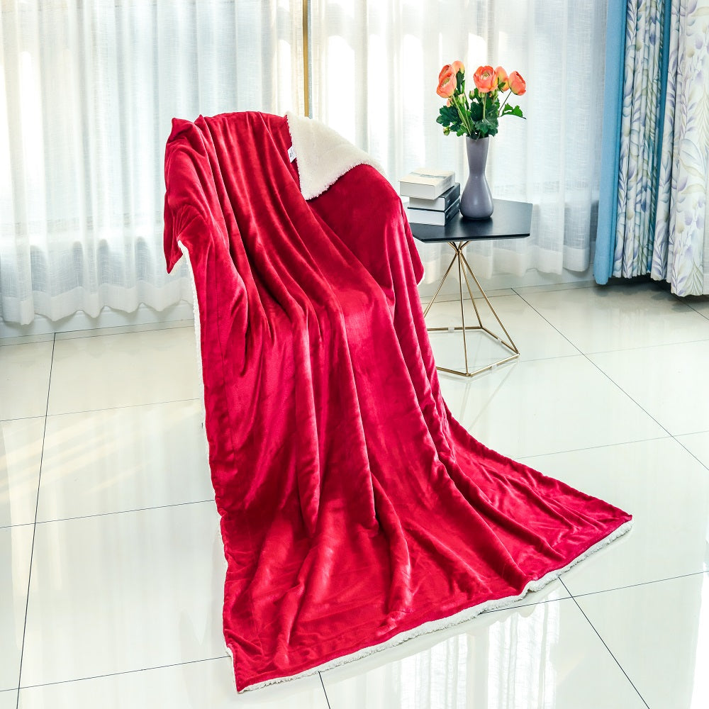 Wholesale Sherpa Fleece Throw Blanket lightweight - Red