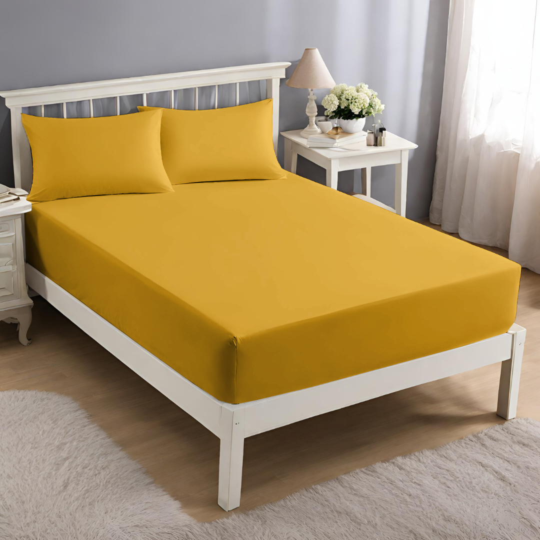 Solid Color Microfiber Bed Fitted Sheet Durable