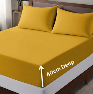 Microfiber Extra Deep Fitted Sheet Ochre Yellow