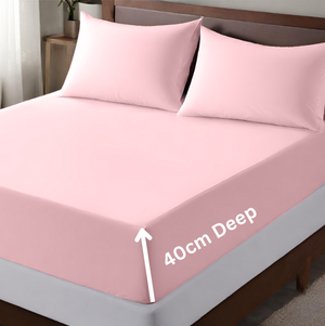 Microfiber Extra Deep Wrinkle Resistant Fitted Sheet blush pink