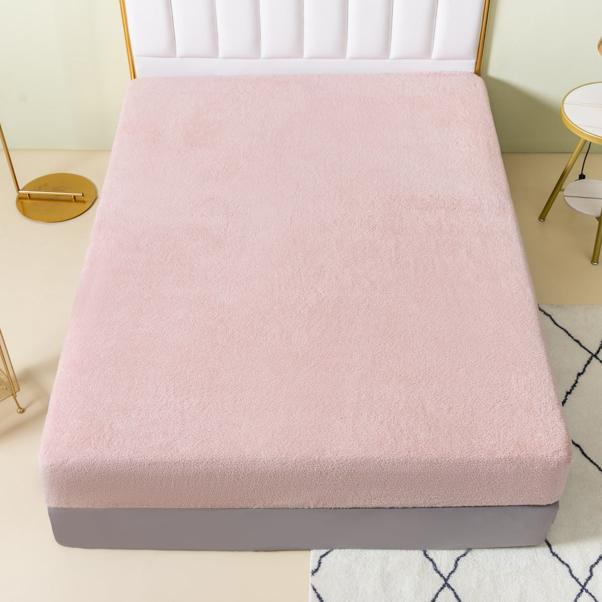 wholesale Blush Pink Extra Deep Teddy Fleece Fitted Sheet RoyalHomeFurnishing