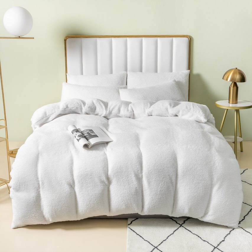 thumbnail image 2 of Super Soft Teddy Fleece Duvet Cover Set – Washable Quilt Bedding With Pillowcases, UK Sizes 2 of 5