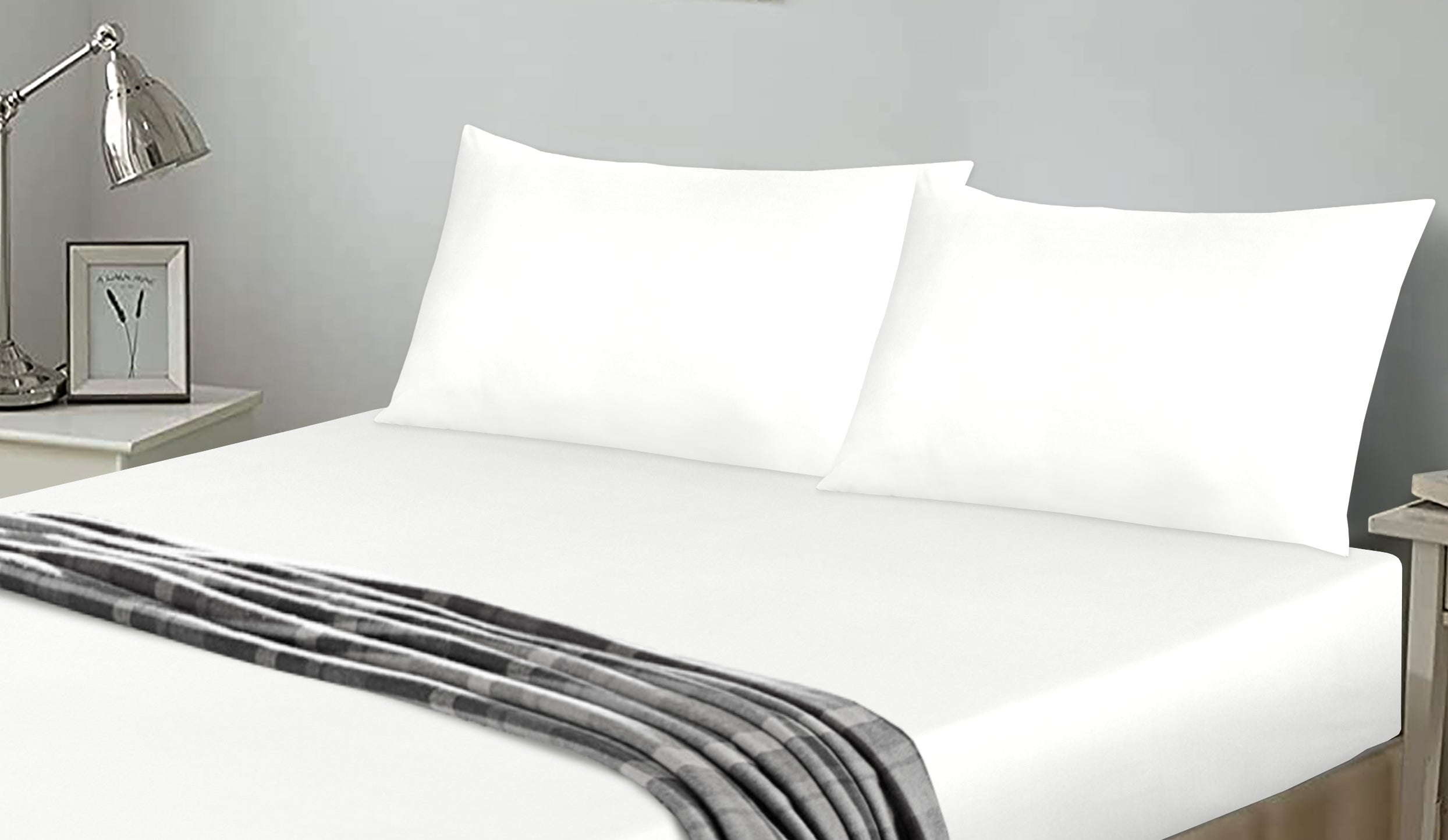 Microfiber 25 cm Deep Fitted Sheets- White