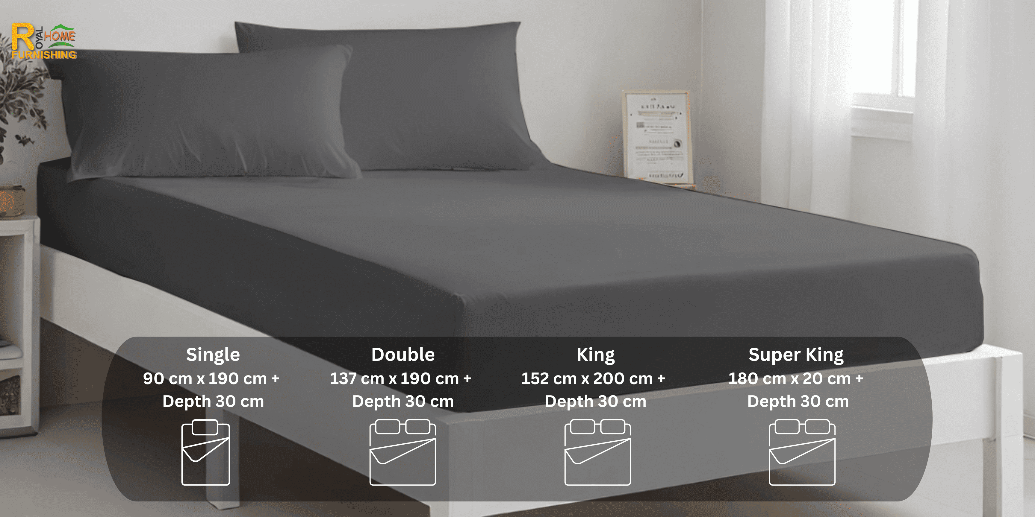 Microfiber 30 Cm Extra Deep Fitted Sheets- Charcoal Grey