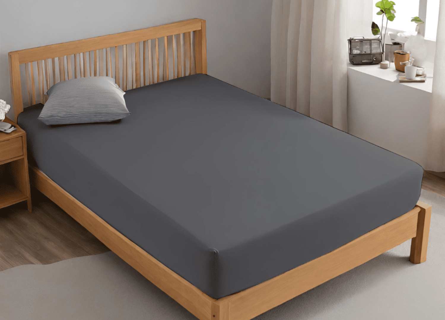 Microfiber 30 Cm Extra Deep Fitted Sheets- Charcoal Grey