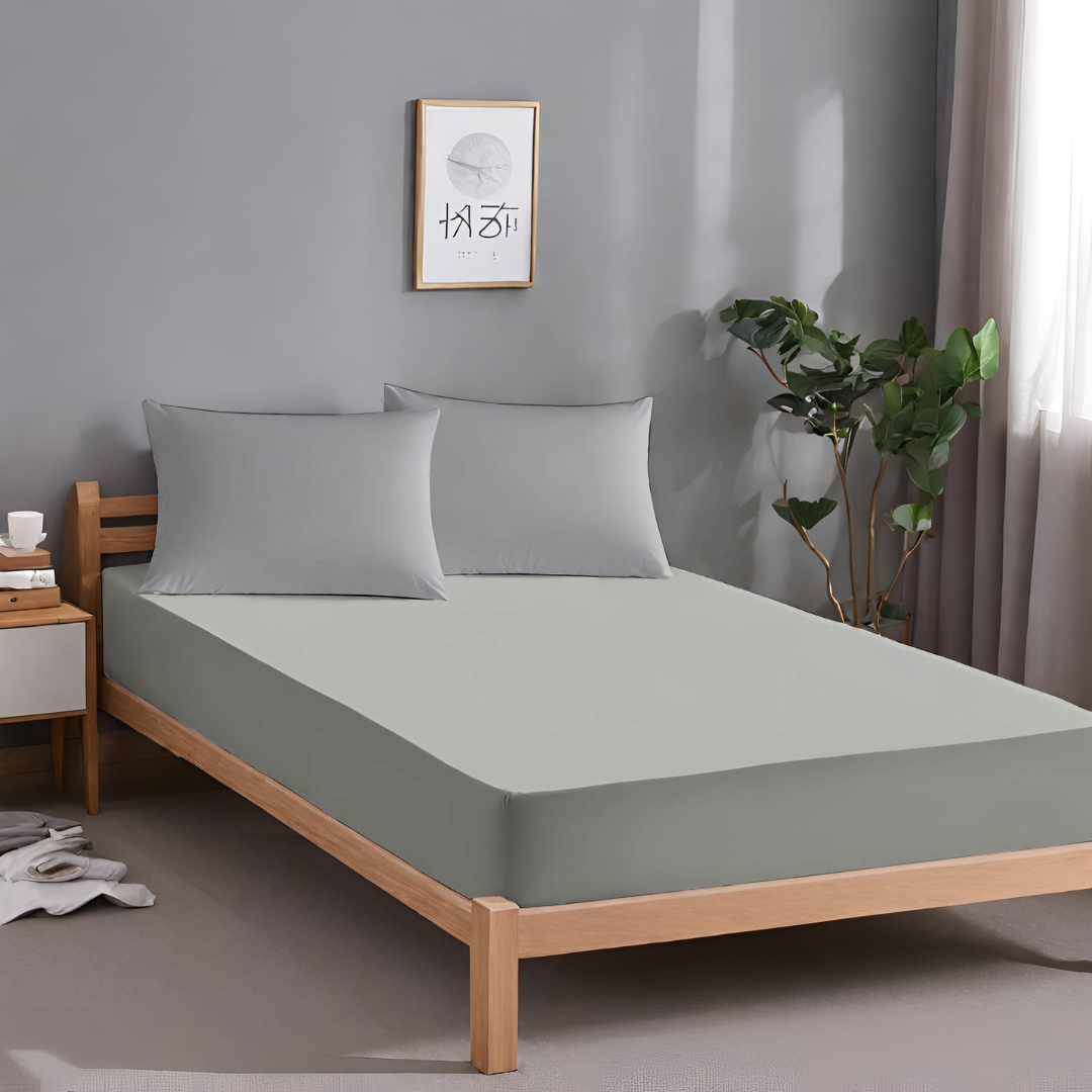 Single Bed Extra Deep Fitted Sheets Breathable Light Grey