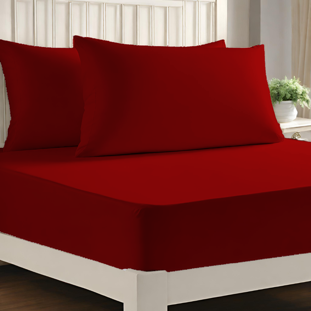 Extra Deep King Size Fitted Sheets 25cm Red