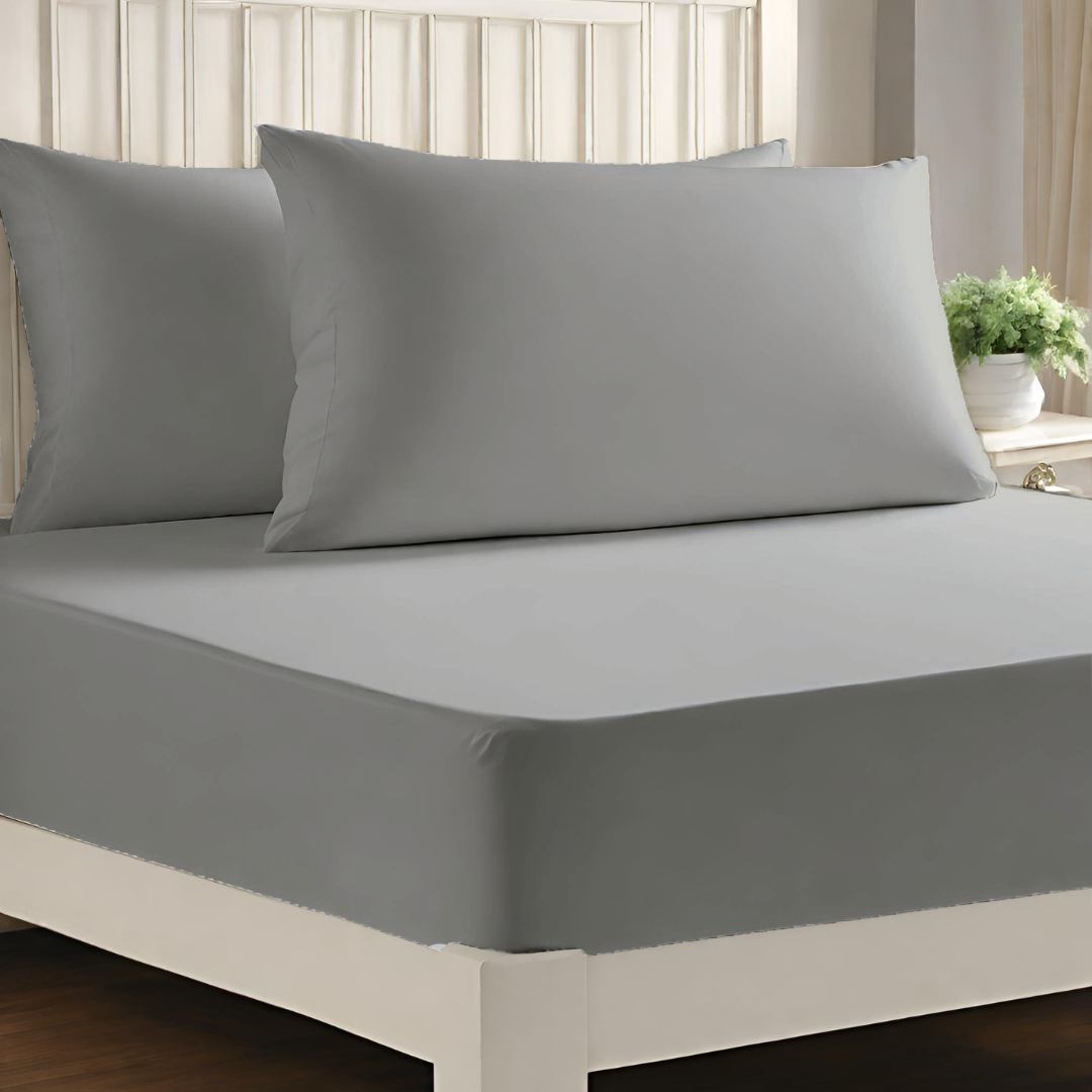Extra Deep Elastic Corner Fitted Sheets Light Grey