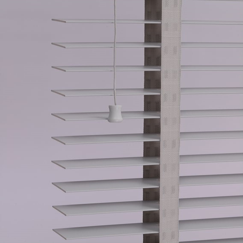 faux wood blinds with grey tape