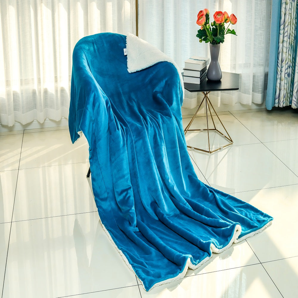 wholesale Sherpa Fleece Blanket Throw - Turquoise Blue