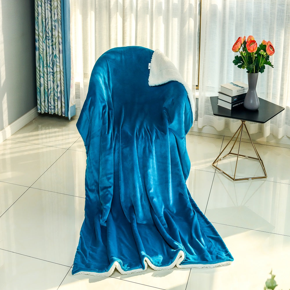 wholesale Sherpa Fleece Blanket Throw - Turquoise Blue