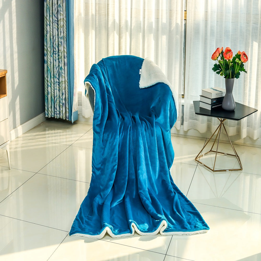wholesale Sherpa Fleece Blanket Throw - Turquoise Blue