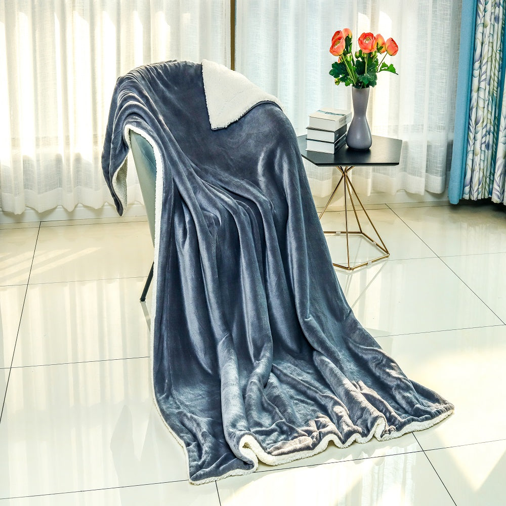 Wholesale Sherpa Fleece Blanket Throw - Dark Grey