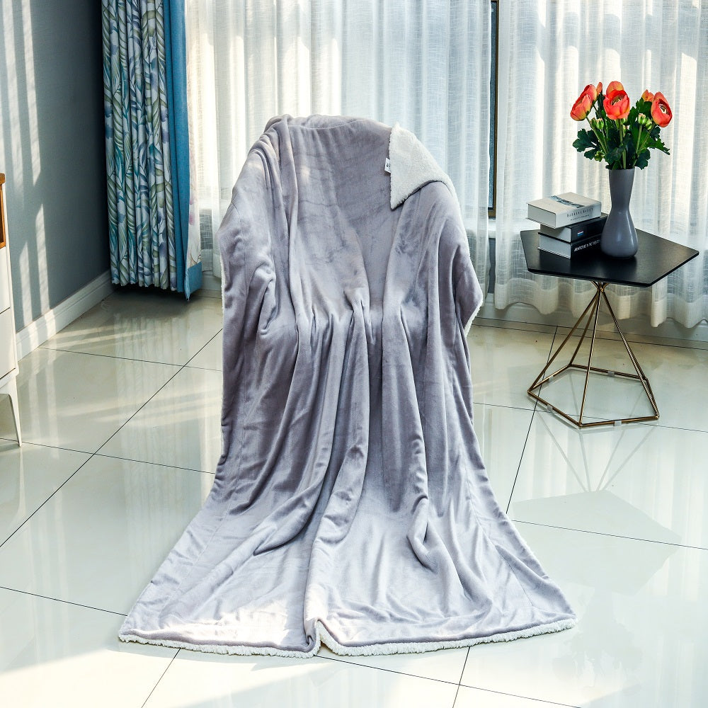 Wholesale Sherpa Fleece Blanket Throw - Silver Grey