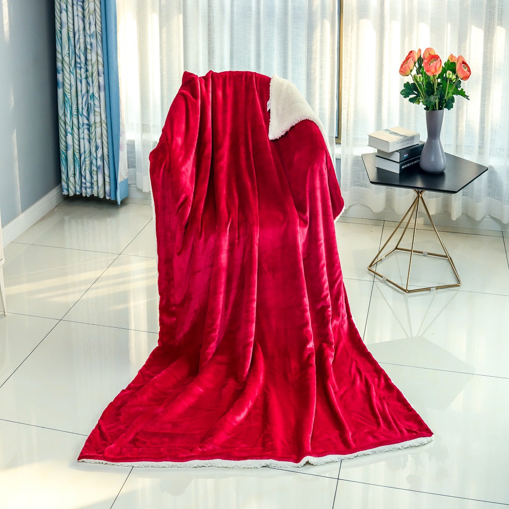 Wholesale Sherpa Fleece Throw Blanket lightweight - Red
