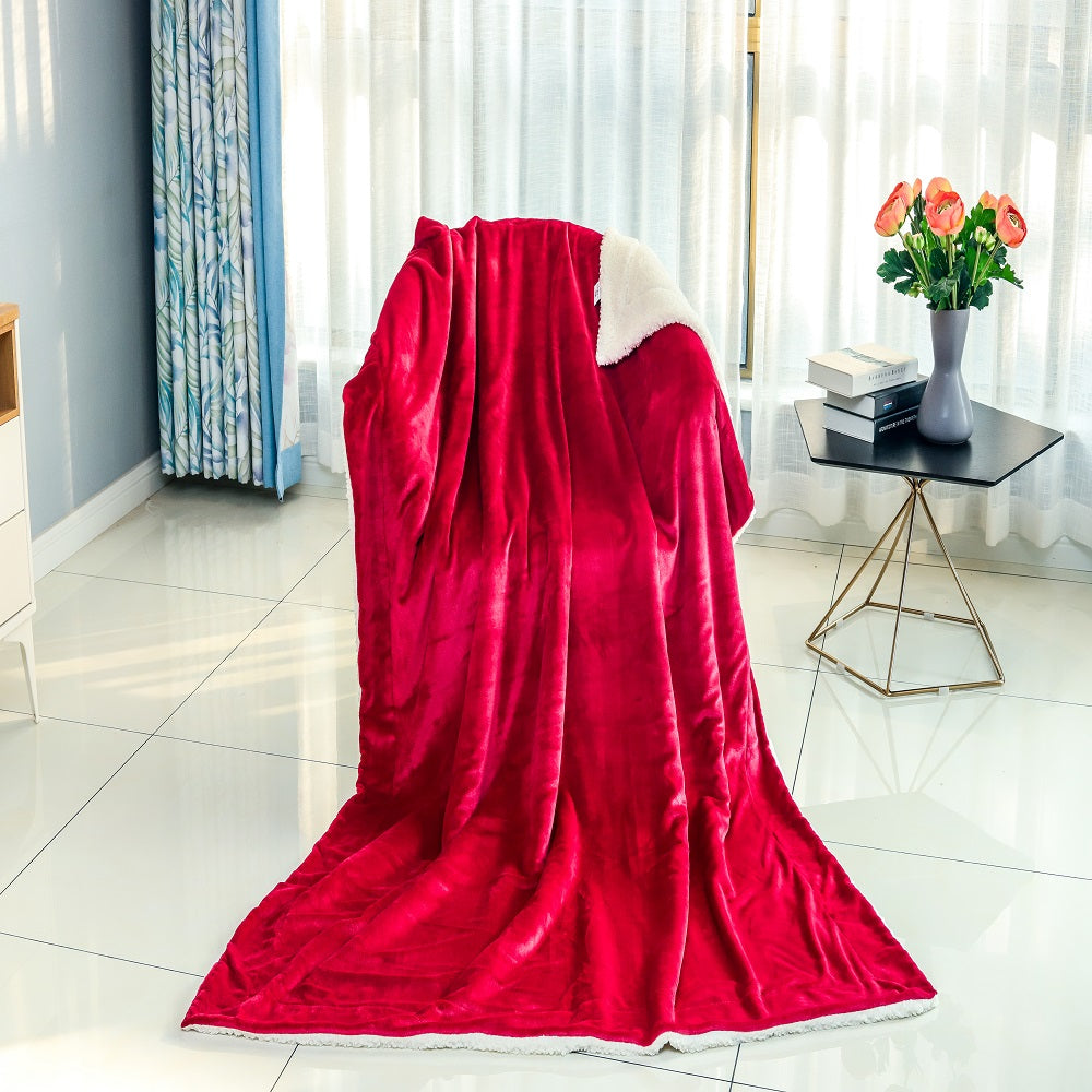 Wholesale Sherpa Fleece Throw Blanket lightweight - Red