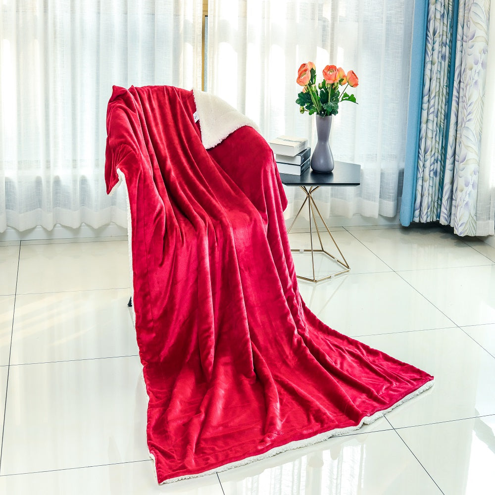Wholesale Sherpa Fleece Throw Blanket lightweight - Red