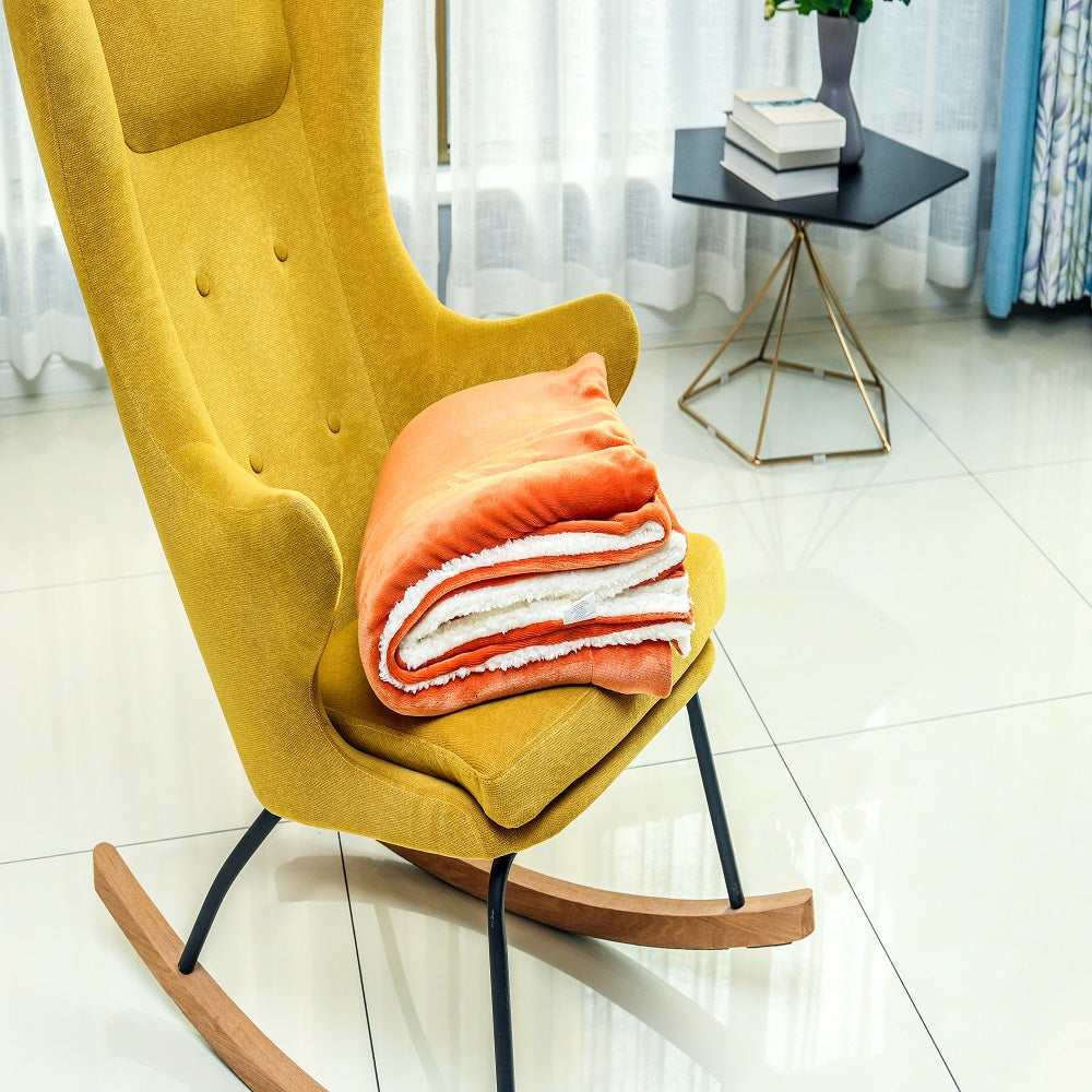 Wholesale Sherpa Fleece Blanket Throw - Orange