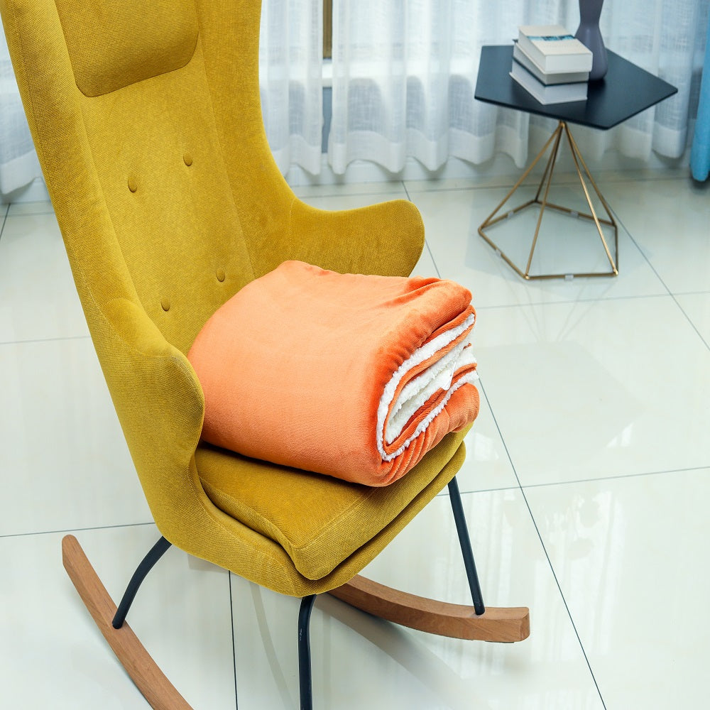 Wholesale Sherpa Fleece Blanket Throw - Orange