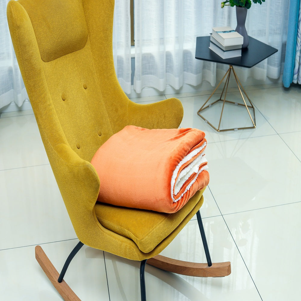 Wholesale Sherpa Fleece Blanket Throw - Orange