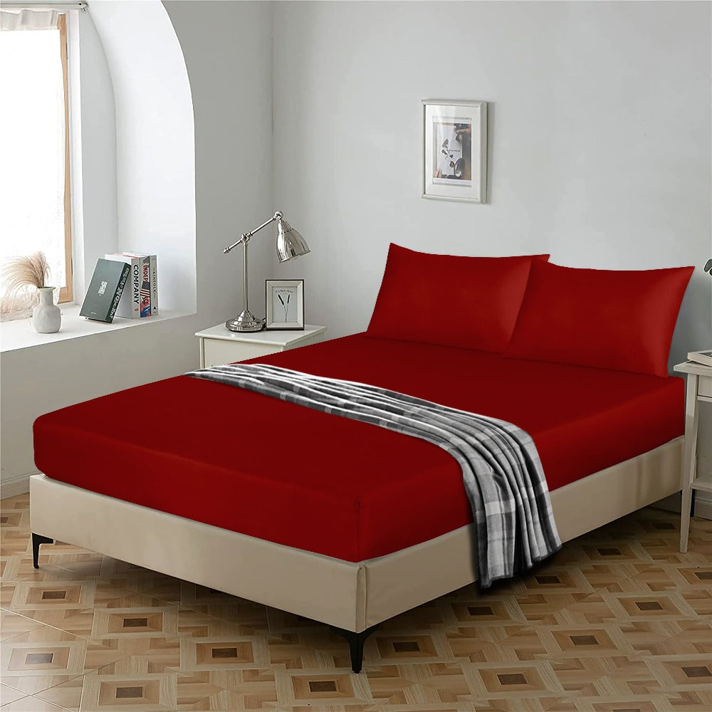 microfiner 25cm deep fitted sheet red