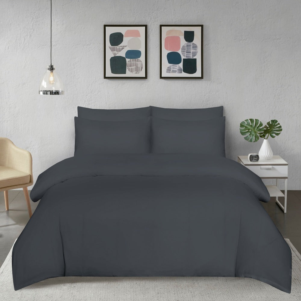 microfiber plain duvet cover bedding set charcoal
