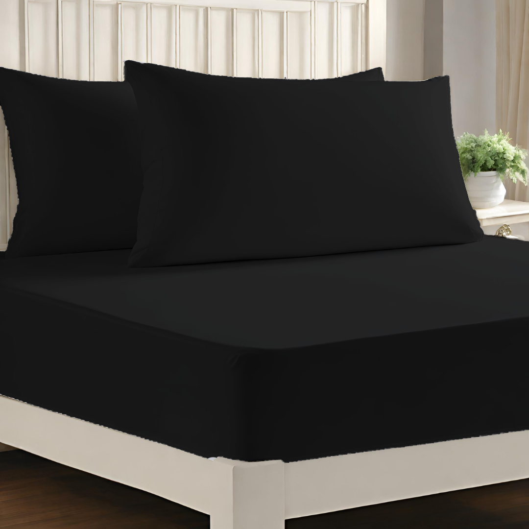 Microfiber Extra Deep Fitted Sheet Black