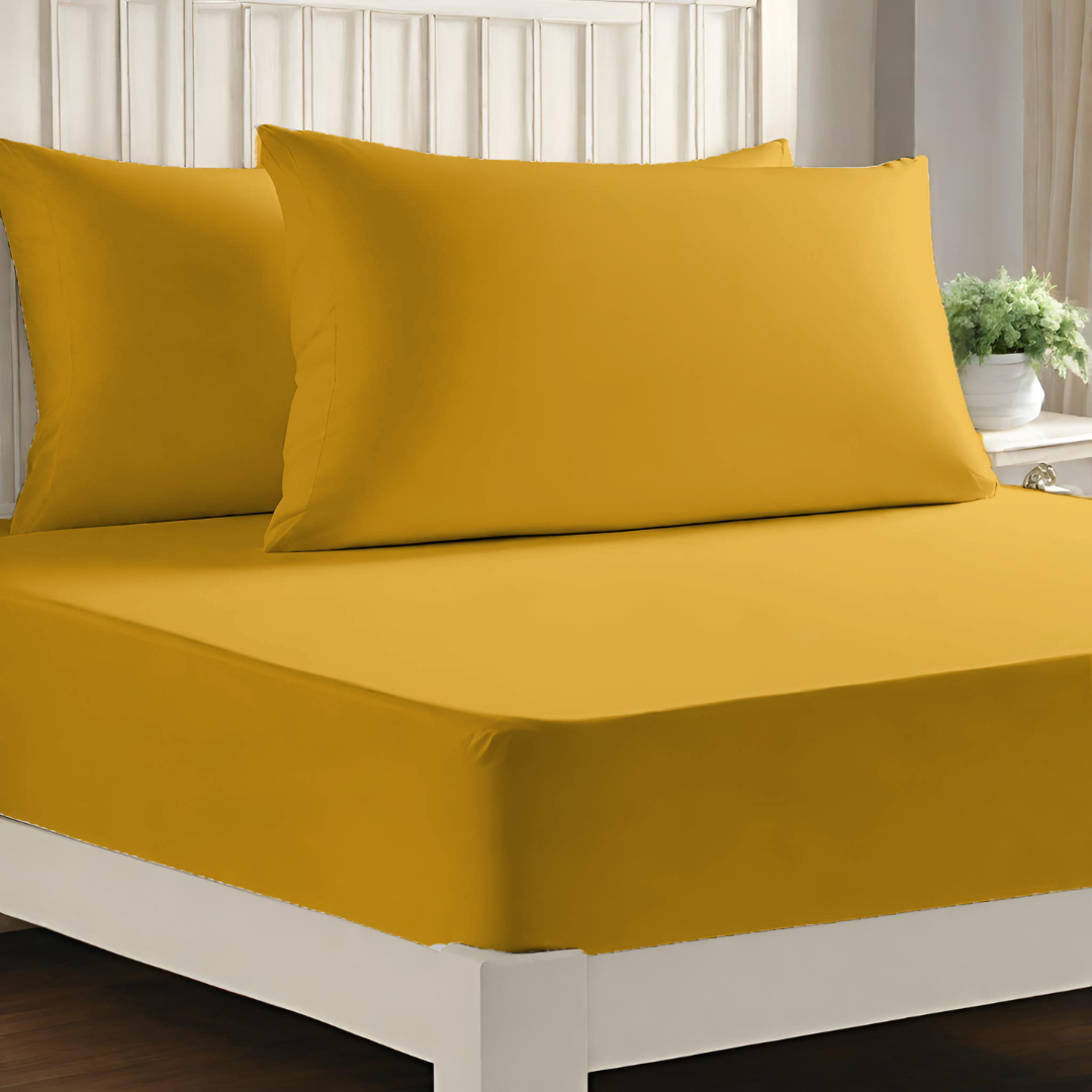 Fitted Sheets Ochre Bedding Sheets Brushed Microfiber