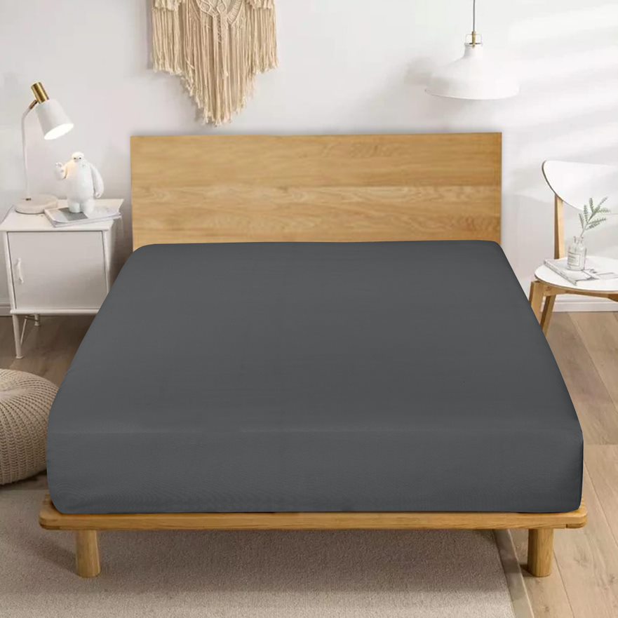 Fitted Bed Sheets Polycotton Charcoal