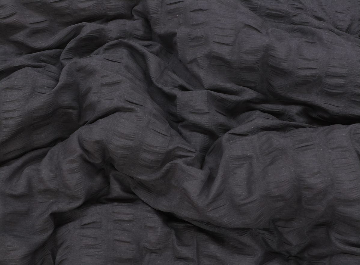 Seersucker Duvet Cover Set with Pillow Cases-Charcoal Grey