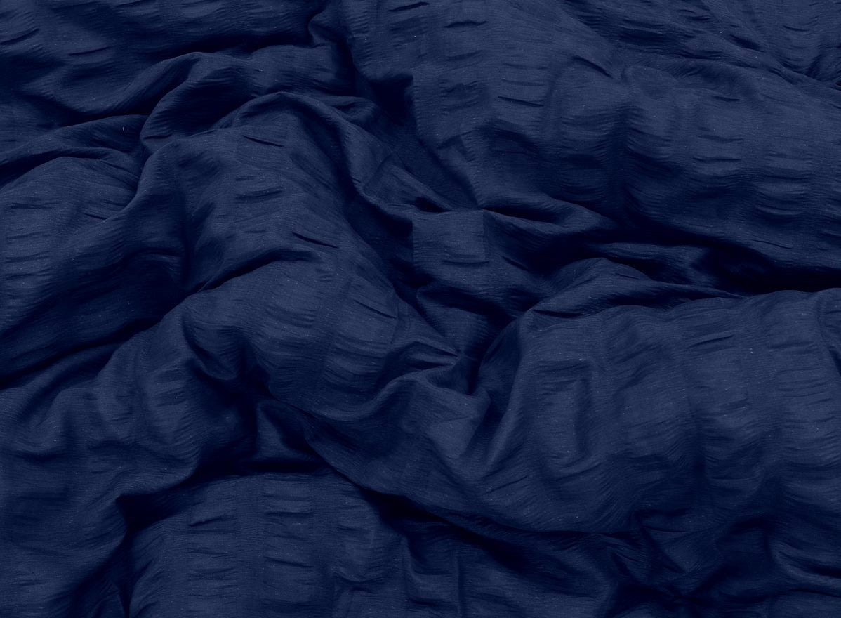 Seersucker Duvet Cover Set with Pillow Cases-Navy Blue