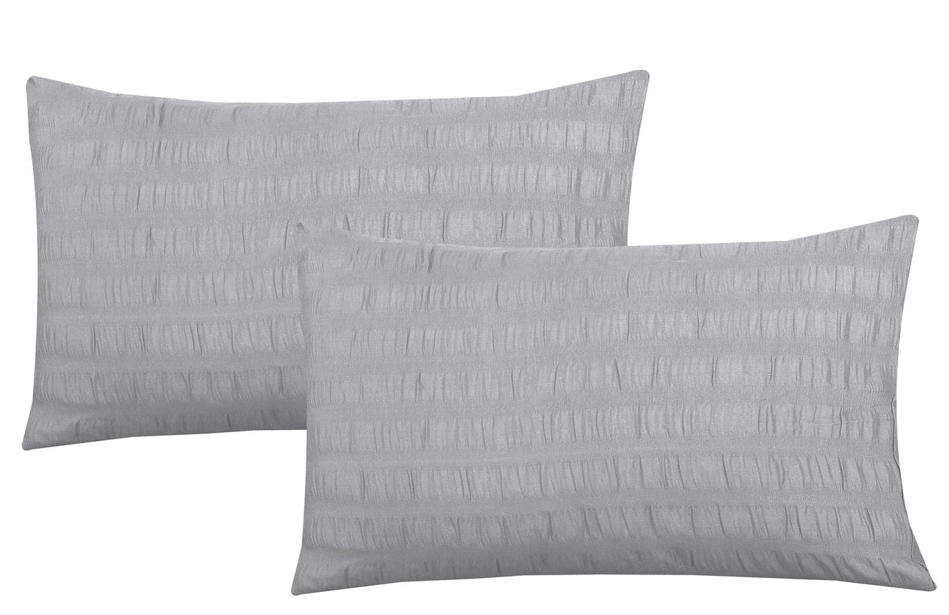 Seersucker Duvet Cover Set with Pillow Cases-Grey