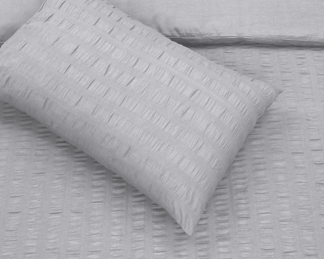 Seersucker Duvet Cover Set with Pillow Cases-Grey