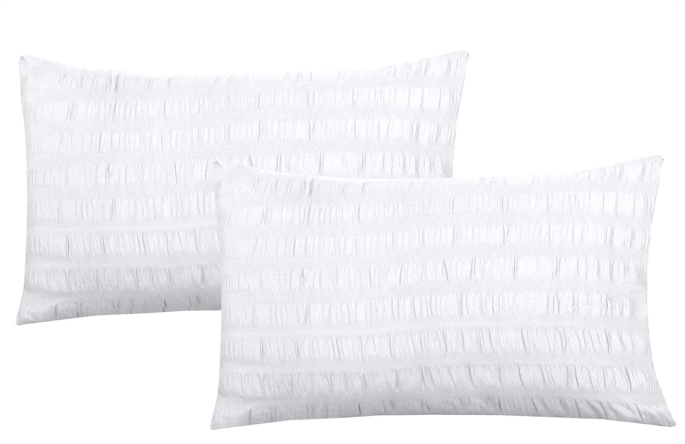 Seersucker Duvet Cover Sets with Pillow Cases-White