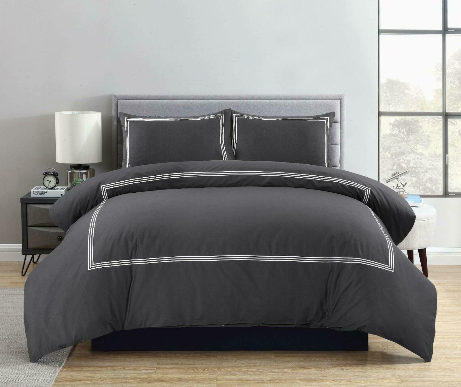 microfiber brata duvet cover set charcoal white 